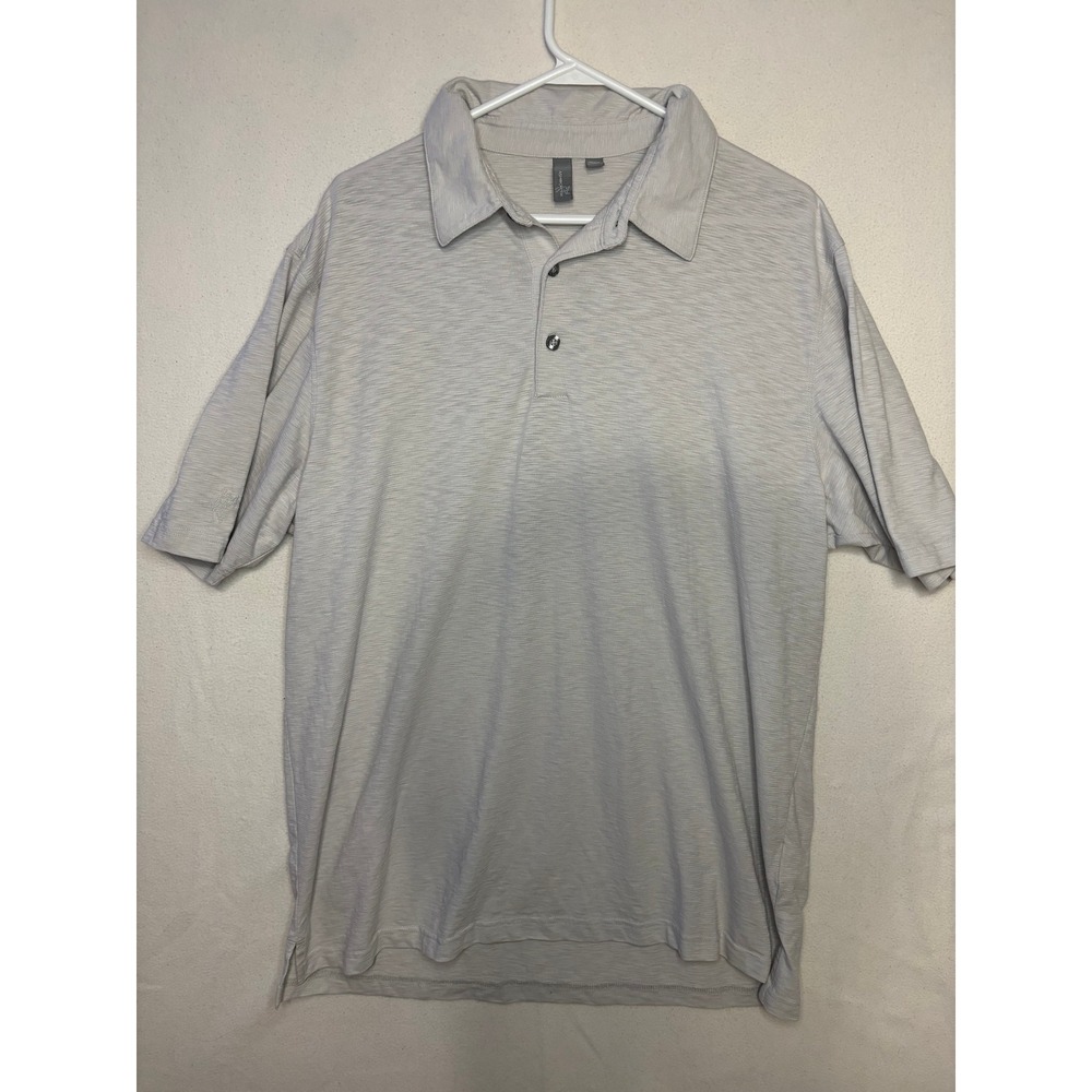 Ashworth Mens XL Golf Polo Shirt Gray Short Sleeve Slub Knit Textured Sport Top